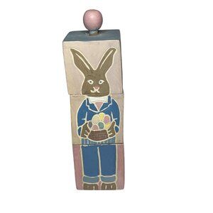 Midwest Importers Rabbit Easter Decor Turning Stacked Wood Blocks
